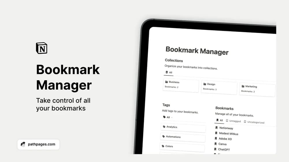Notion Bookmark Manager — preview from PathPages