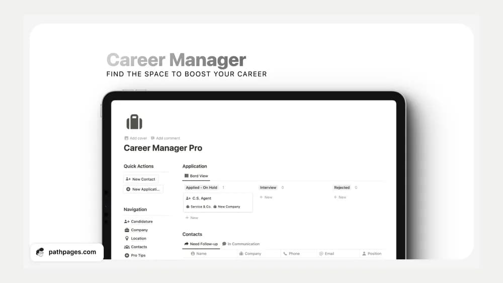 Notion Career Manager Notion template preview