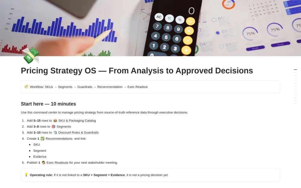 Pricing Strategy OS - From Analysis to Decision — preview from Notion Marketplace
