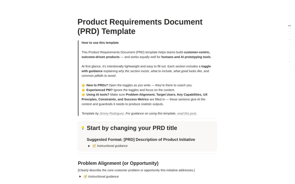 AI-Ready PRD (Product Requirements Document) — preview from Notion Marketplace