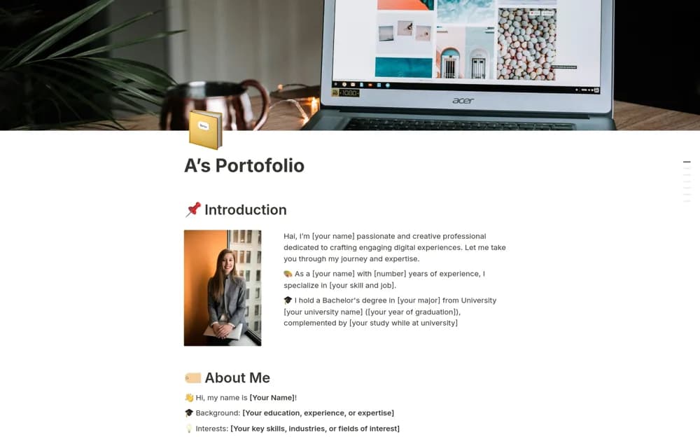 Professional Portofolio Notion template preview