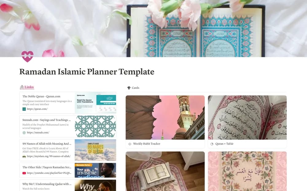 Ramadan Islamic Planner — preview from Notion Marketplace