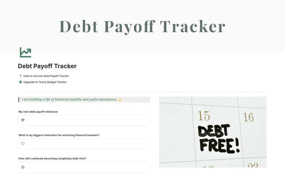 Simple Debt Payoff Tracker — preview from Notion Marketplace