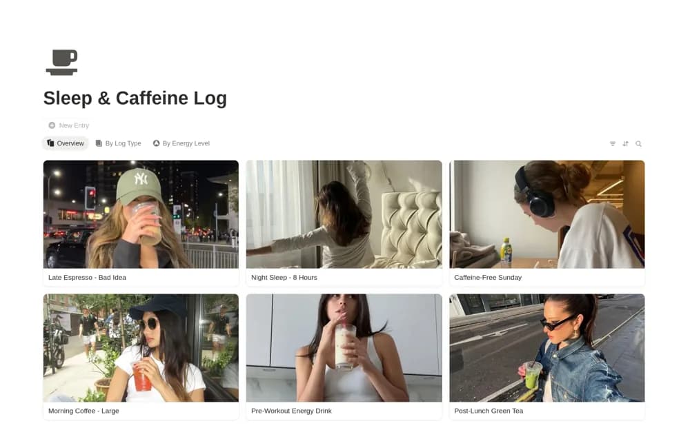 Sleep & Caffeine Log Notion template preview