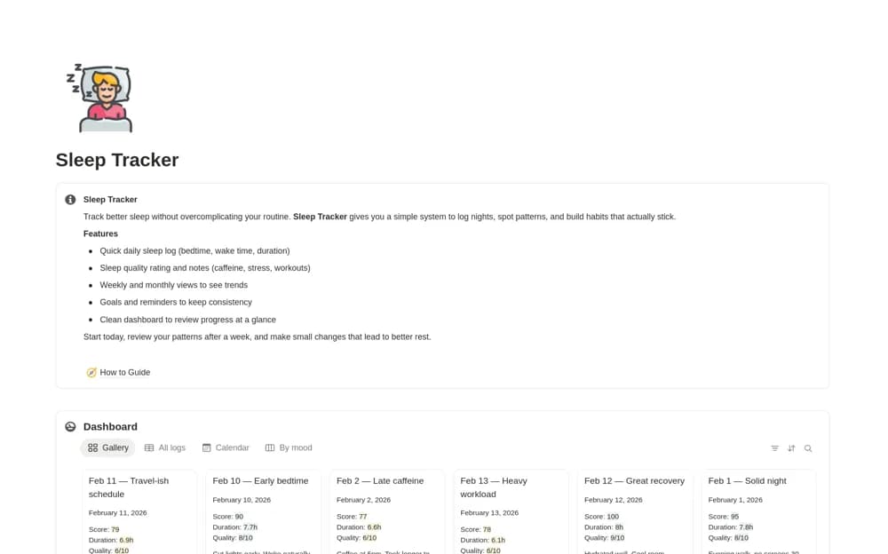 Sleep Tracker — preview from Notion Marketplace