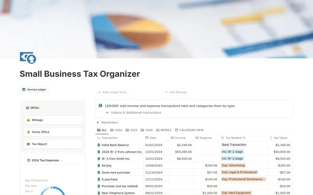 Small Business Tax Organizer Notion template preview