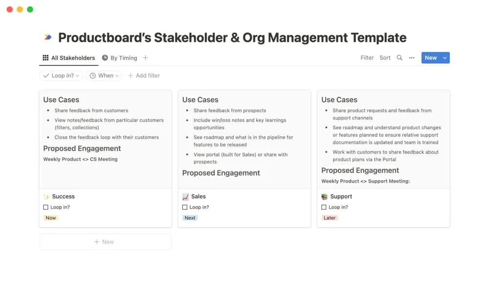 Stakeholder & Org Management Notion template preview