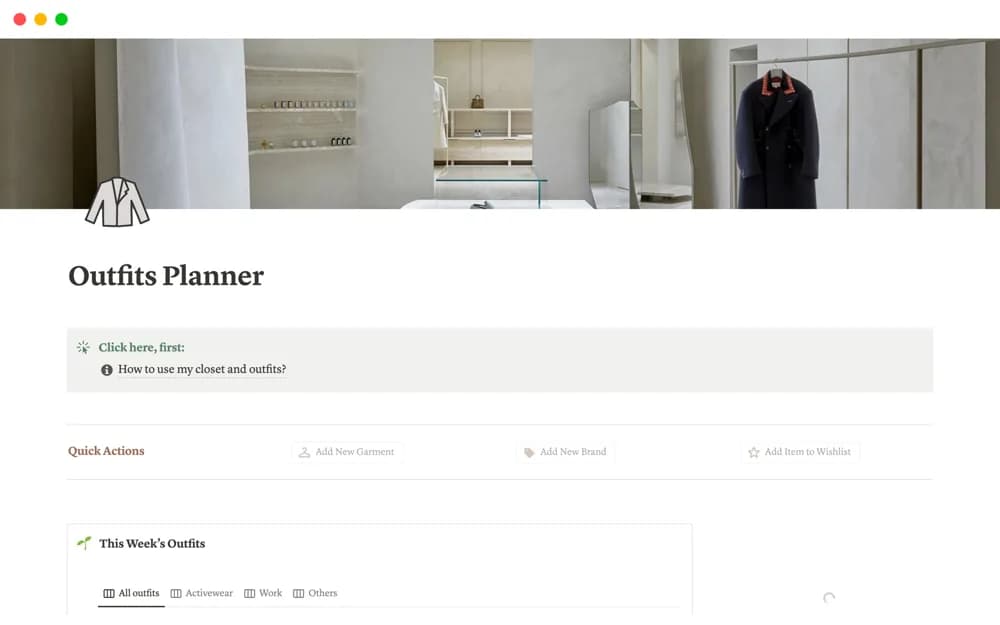 Style and Outfits Planner Notion template preview