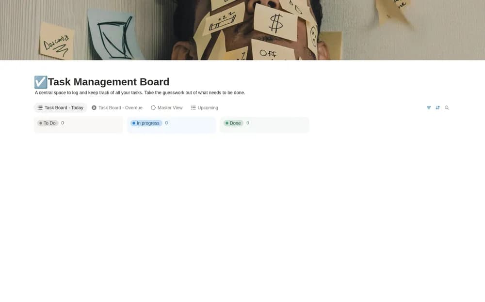 Task Management Board Notion template preview