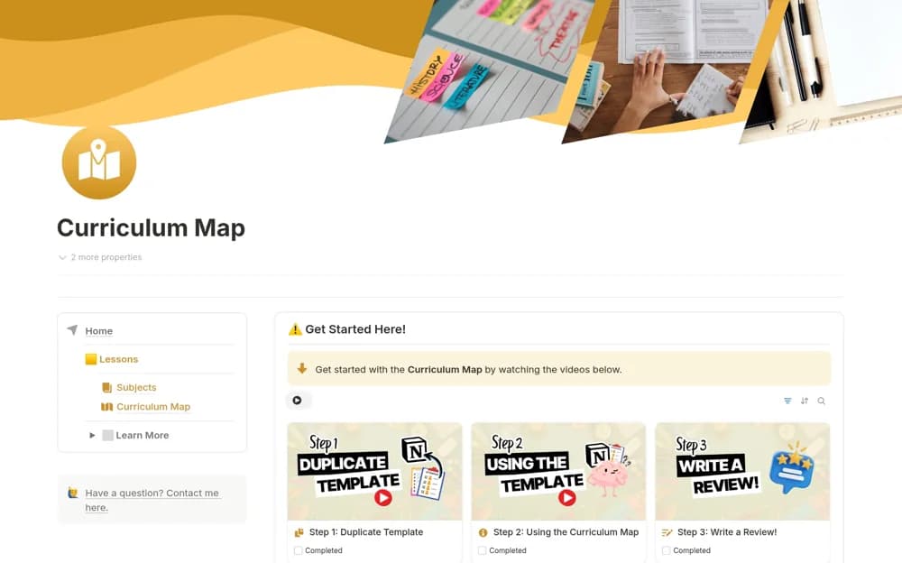 Teacher Curriculum Map Notion template preview