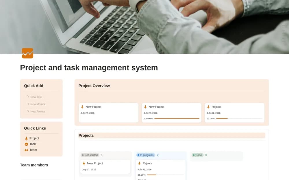 Team Project Management System — preview from Notion Marketplace