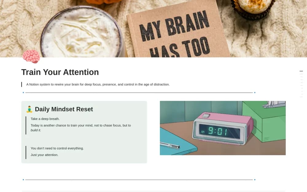 Focus OS: Train Your Attention System — preview from Notion Marketplace