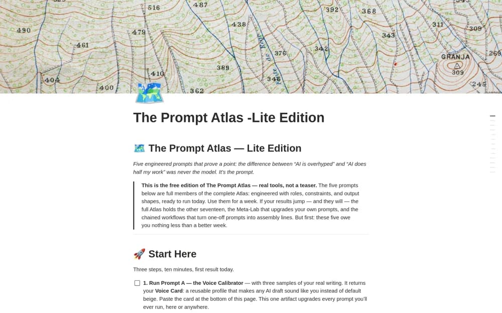 The Prompt Atlas - Starter Edition Notion template preview