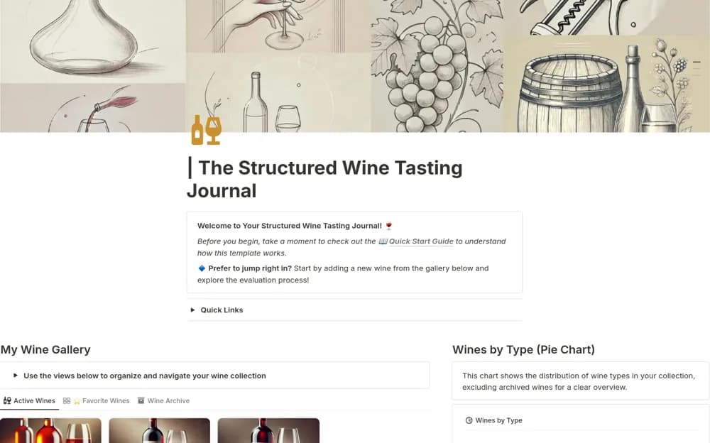The Structured Wine Tasting Journal — preview from Notion Marketplace