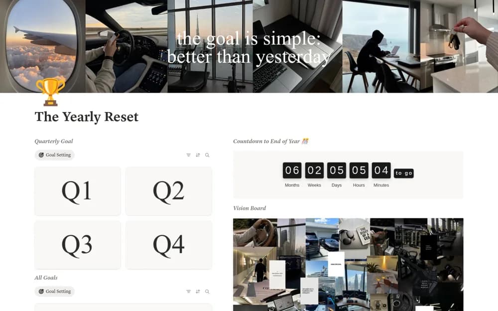 The Yearly Reset — preview from Notion Marketplace