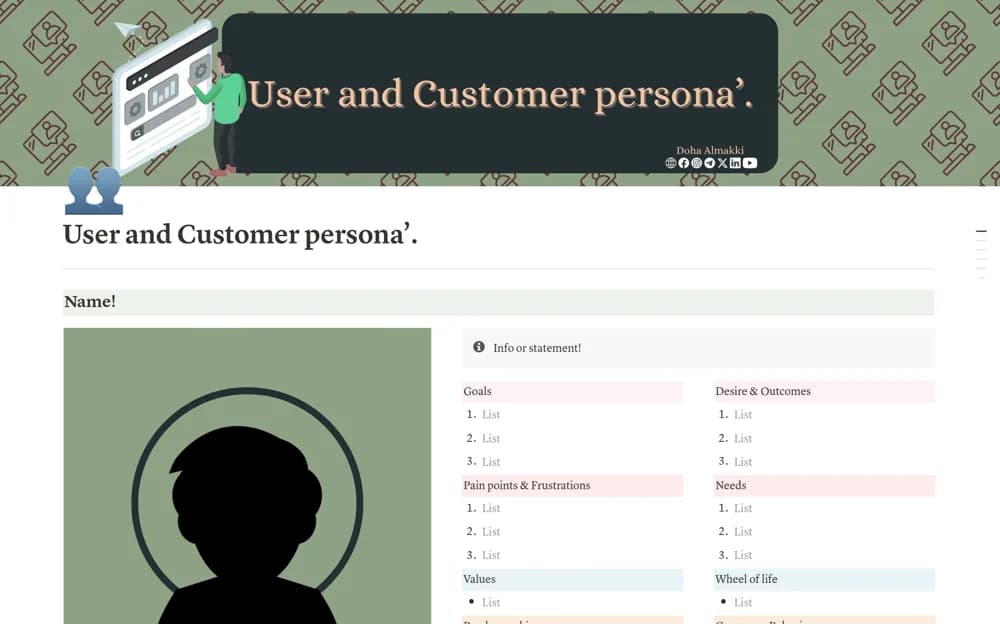 User and Customer Persona — preview from Notion Marketplace