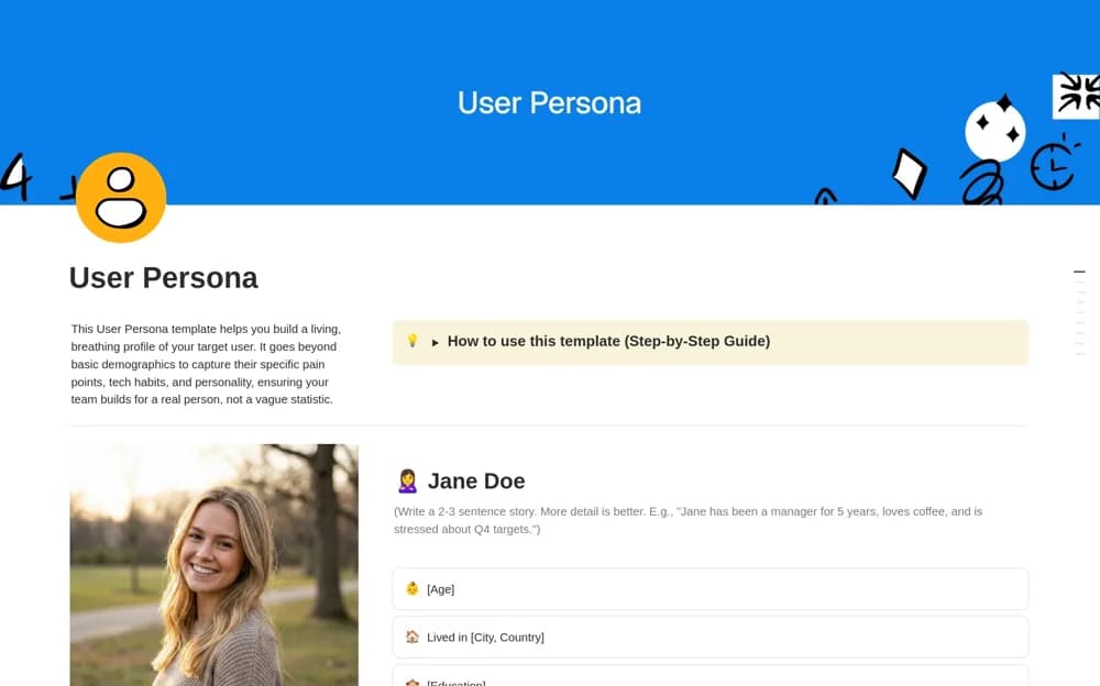 User Persona Notion template preview