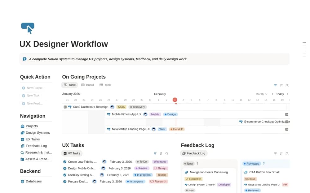 UX Designer Workflow OS — preview from Notion Marketplace