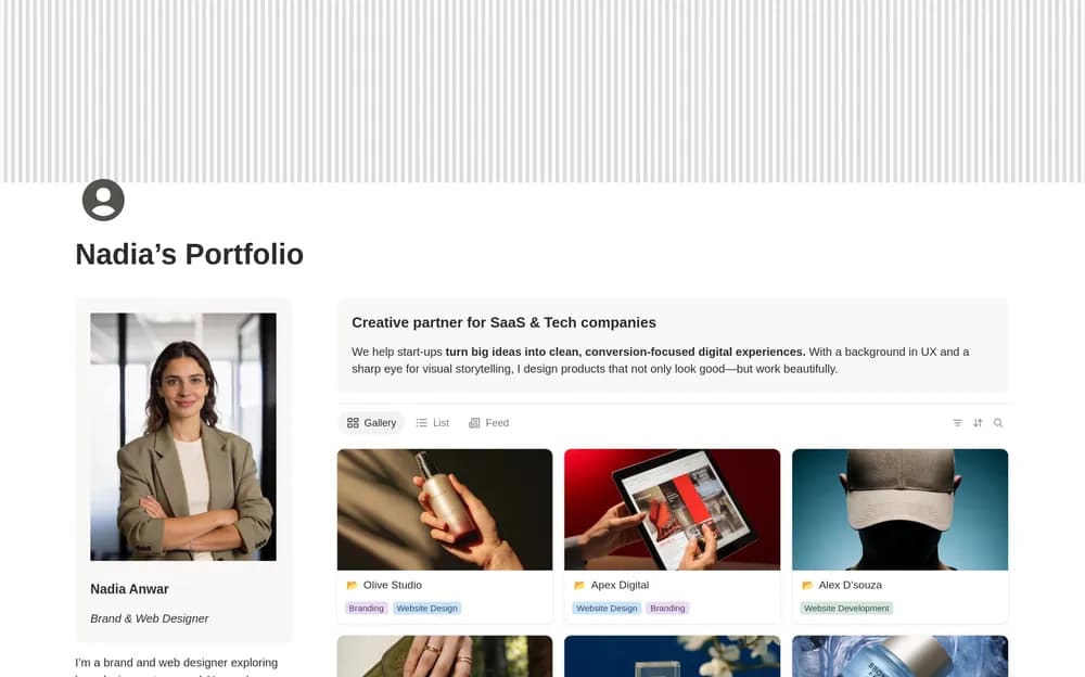 Design Portfolio Notion template preview