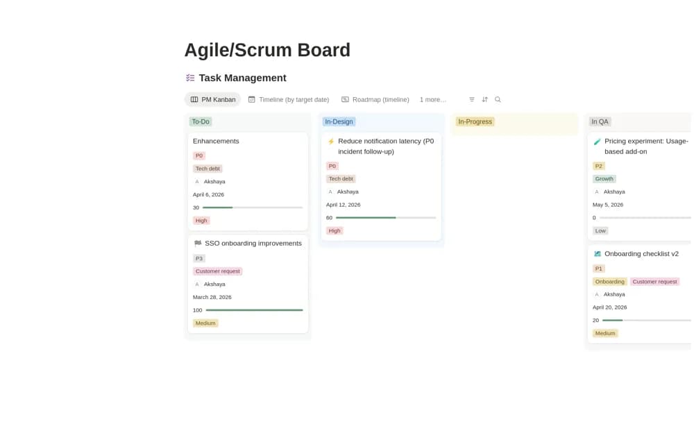 Scrum Board — preview from Notion Marketplace