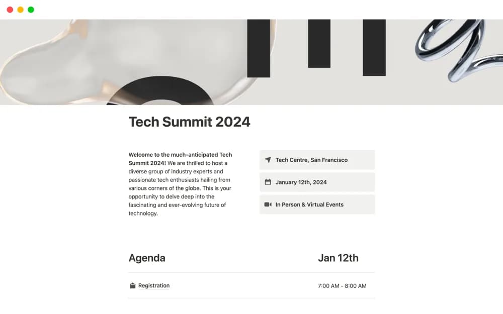 Conference Event Page — preview from Notion Marketplace