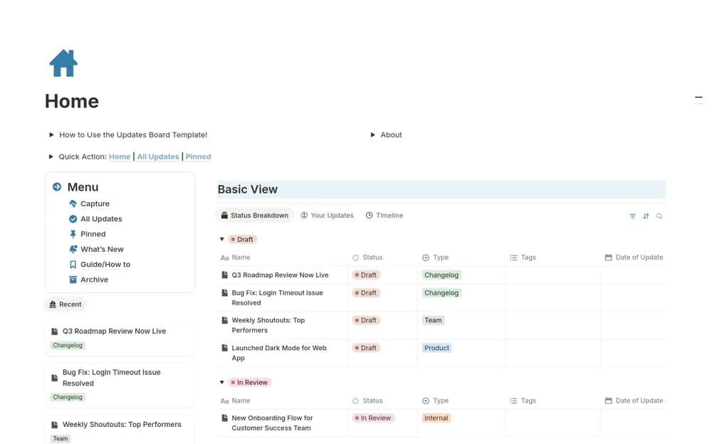 Internal Comms — preview from Notion Marketplace