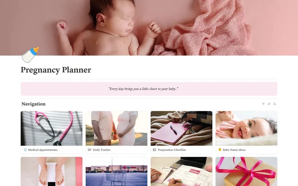 Pregnancy Planner (FR + EN) — preview from Notion Marketplace