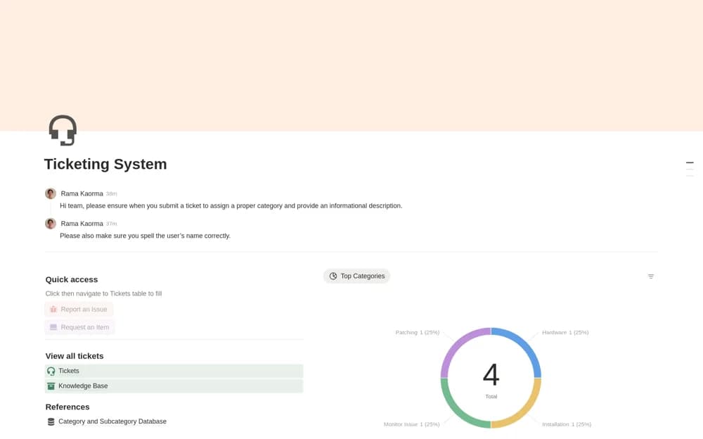 Service Desk Ticket Management System — preview from Notion Marketplace